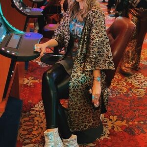 Gold Leopard Sequin Duster